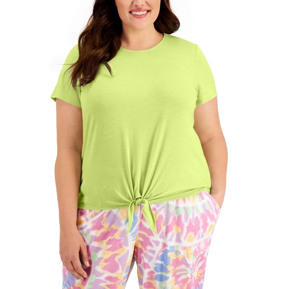 ID Ideology Plus‎ Size Yellow Tie-Hem T-Shirt Size 3X